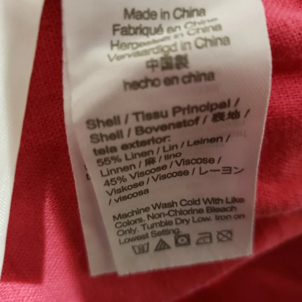 J Crew M Women's Shorts Hot Pink‎ Pull On Linen Blend Pockets Drawstring
